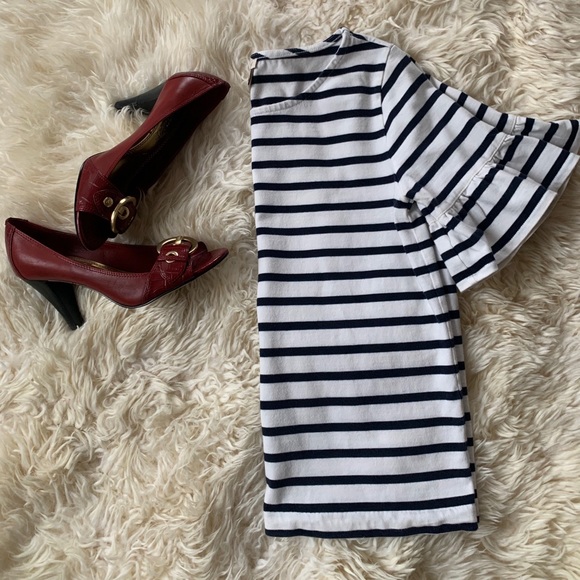 J.Crew Ruffle Sleeve Crew Neck Striped Top - XS - Picture 3 of 11